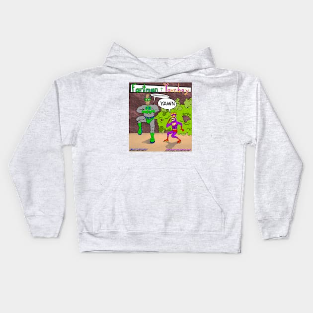 Fartman and yawnboy Kids Hoodie by Goodtimecomics